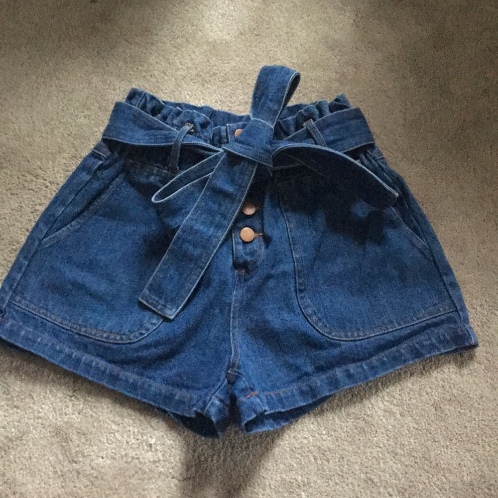 High waisted jean shorts